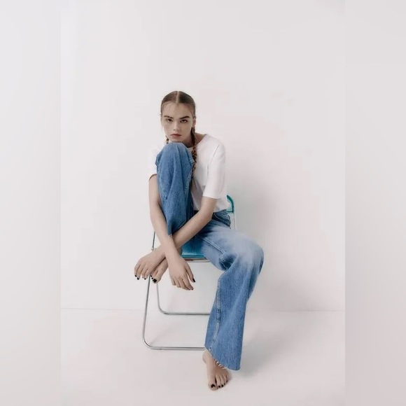 Zara TRF jeans Wide-leg split high waisted azul - Picture 6 of 15